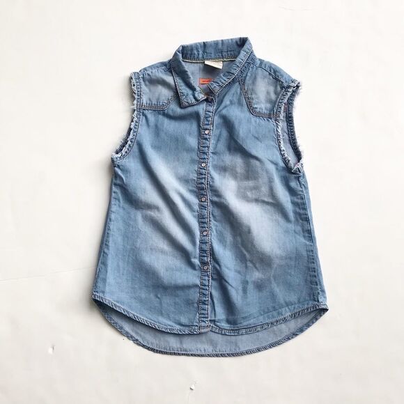 Zara sleeveless denim snap shirt EUC 6-7Y - Picture 1 of 5